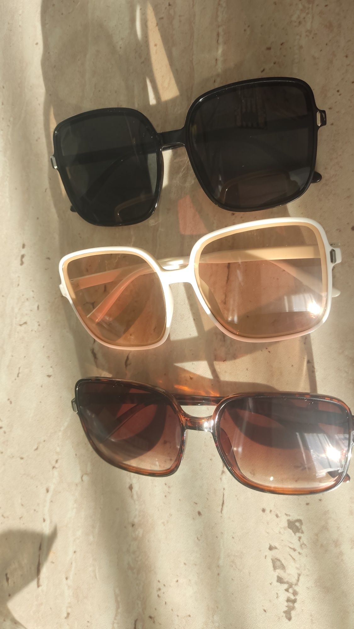 3 szt damskie okulary przeciwsłoneczne brązowe czarne białe