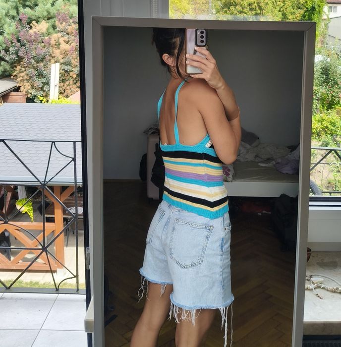 Bluzka na szydełko top dziergany crochet top hippie top Boho S