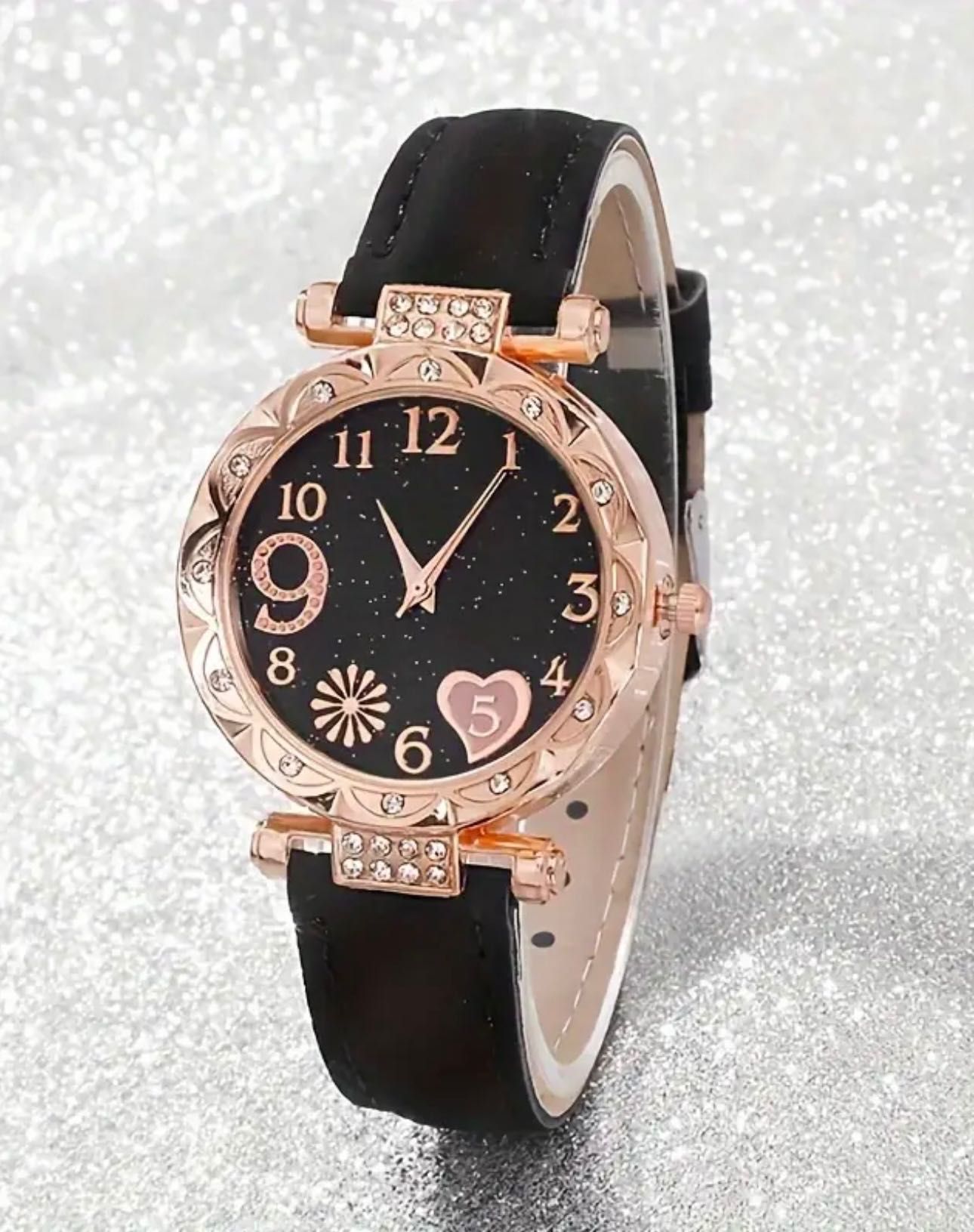 Zegarek Damski + 5 bransoletek Zestaw prezentowy Różowe Złoto