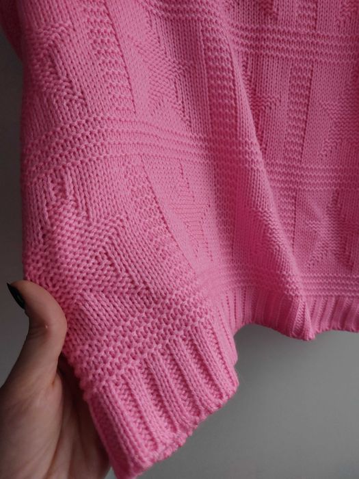 Różowy neonowy sweter oversize xl