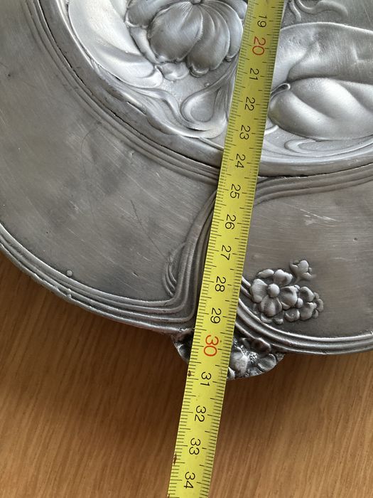 Cynowa patera, taca z cyny Art Nouveau, cyna 92%