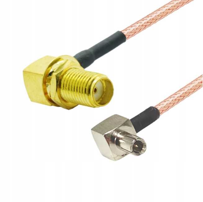 Adapter TS9 wtyk KĄTOWY / SMA gniazdo kątowe 25cm 2szt.