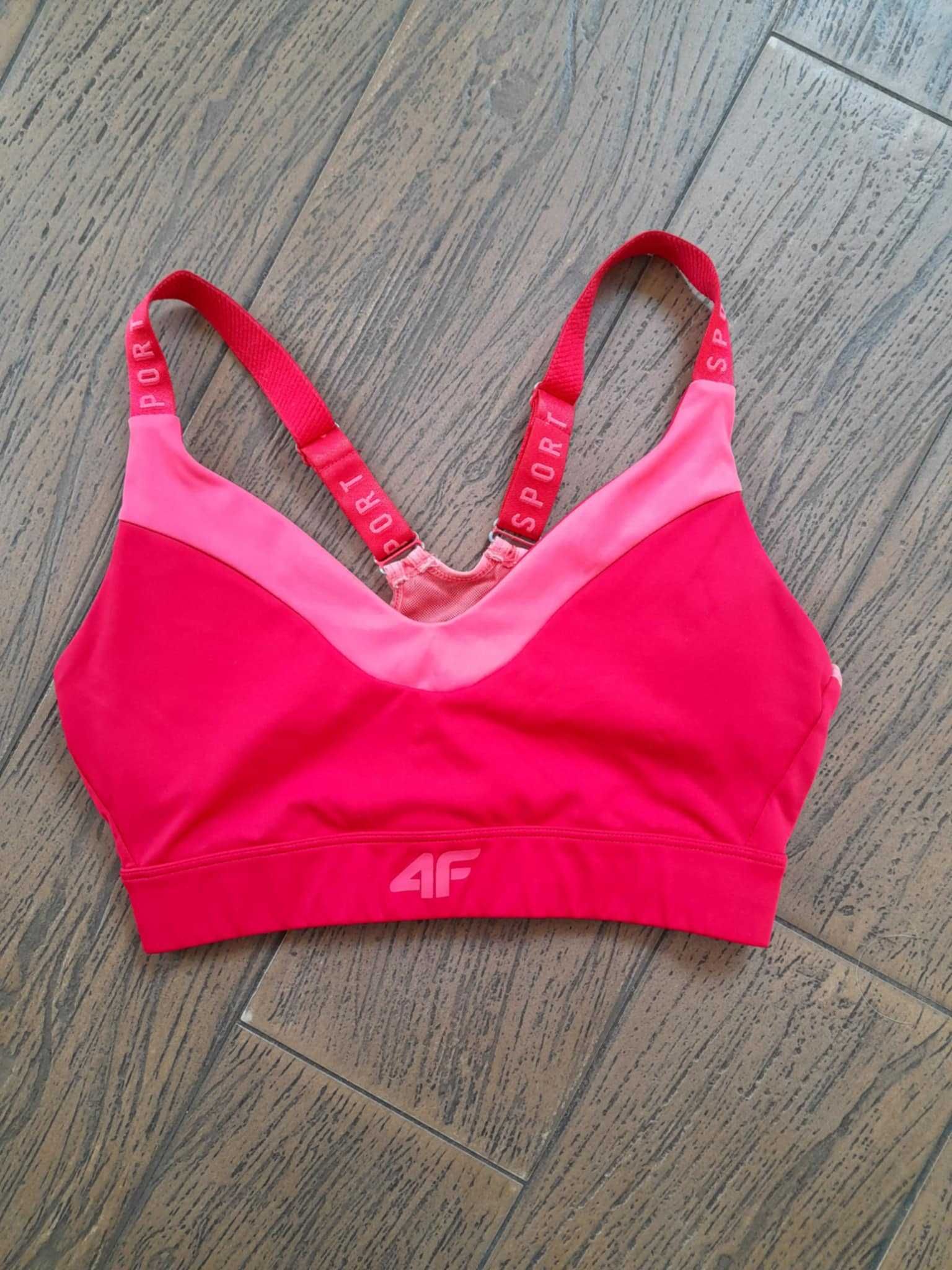 malinowy top, biustonosz sportowy 4F r. S