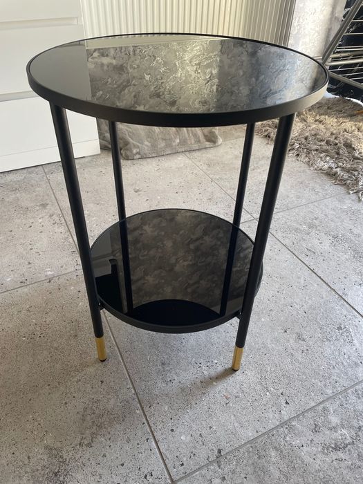Stolik czarno złoty mały okrągły 45 cm
