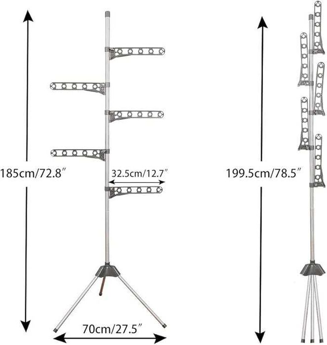 BAOYOUNI Składany Wieszak na ubrania Uniwersalna suszarka do ubrań