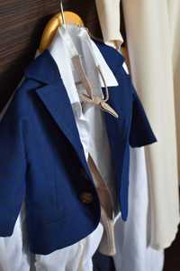 Ubranko na chrzest dla chłopca Abrakadabra z beżowymi spodniami r.62