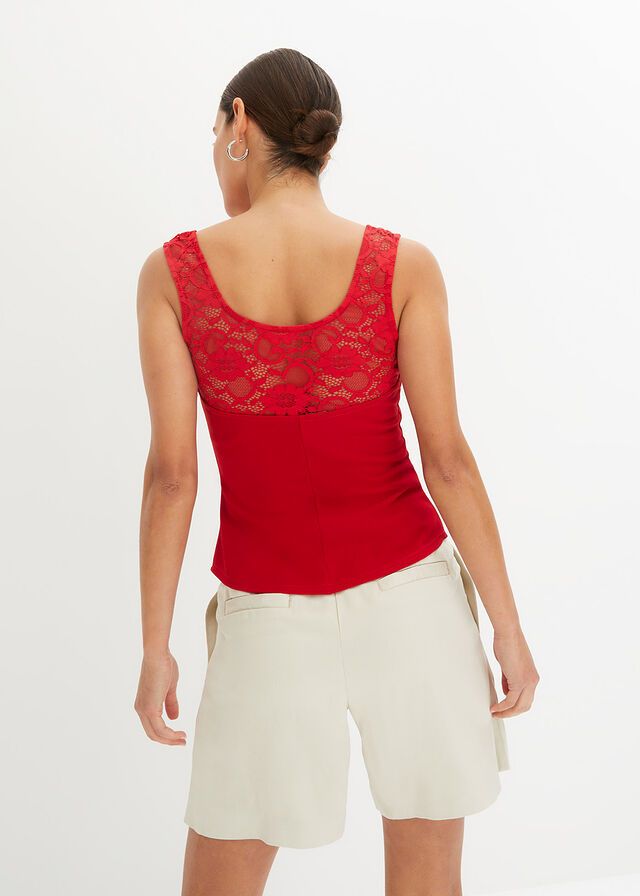 B.P.C czerwony top z koronką ^40/42