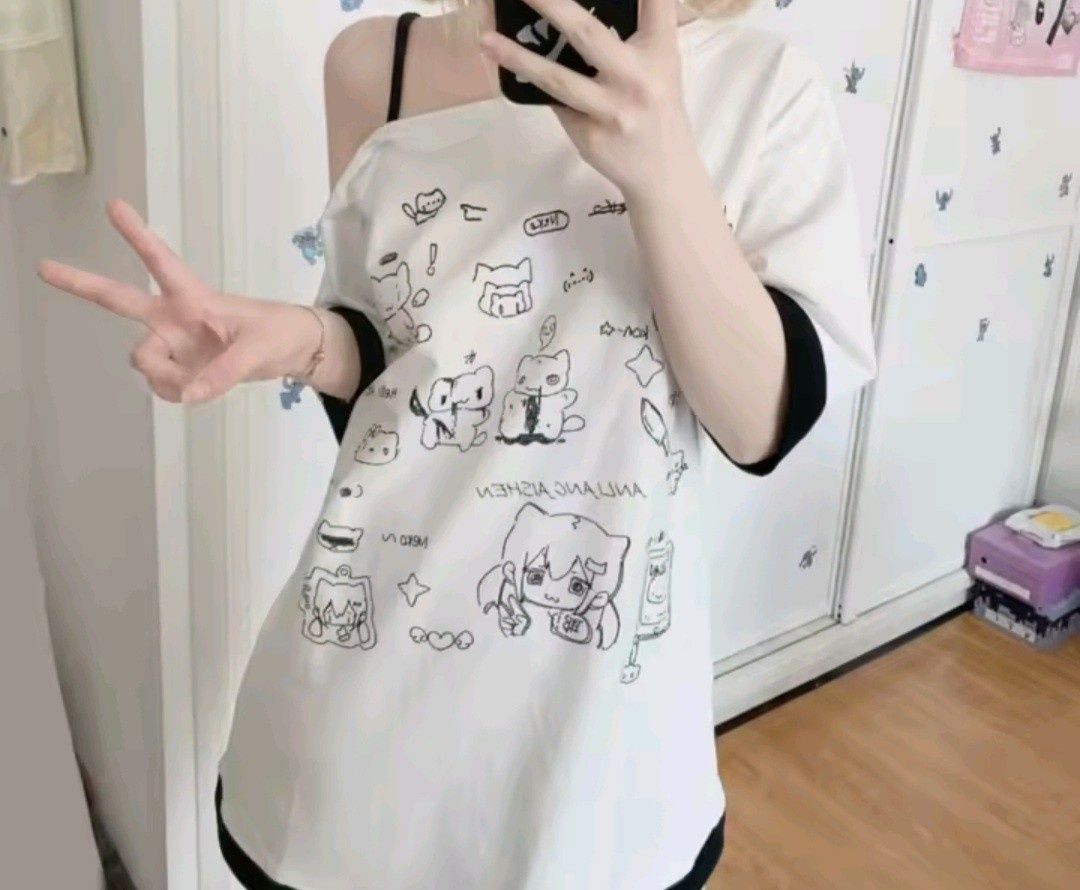 Koszulka T-shirt r.38/40 M/L nowa Y2k Harajuku Kawaii kreskówka Lato