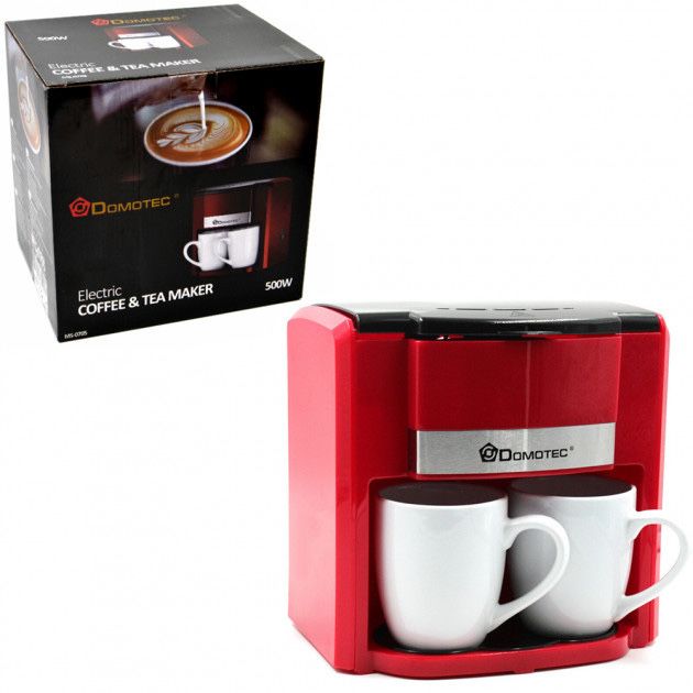 Кавоварка Domotec MS-0705 червона 500Вт (крапельна) з 2 чашками