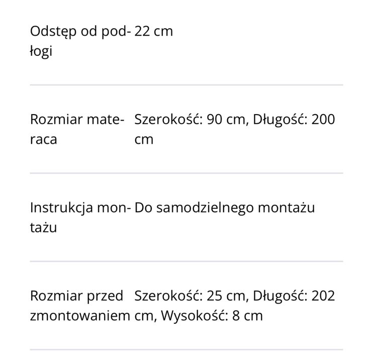 Rama łóżka SALLINGE 90x200cm + dno