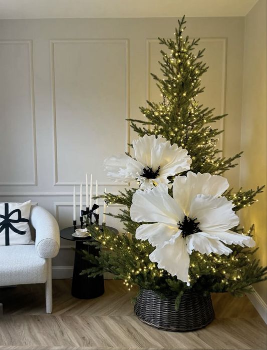 Большие цветы , банты на елку - Трендовый новогодний декор  2026