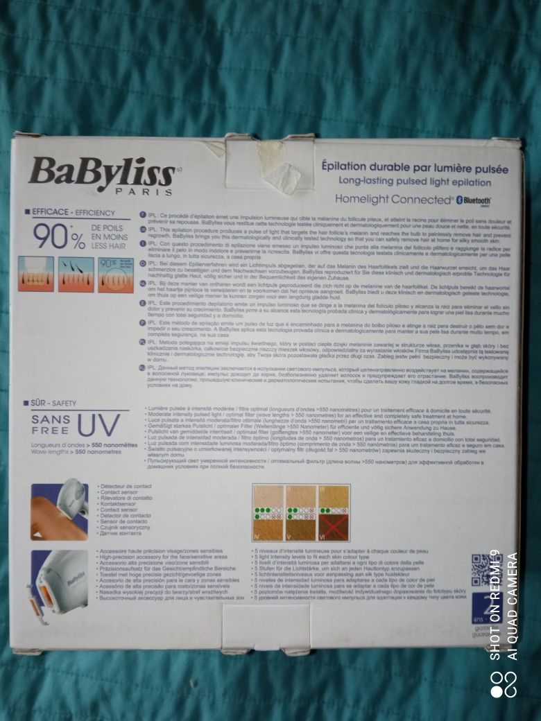 Depilator laserowy Babyliss Homelight Connected Bluetooth