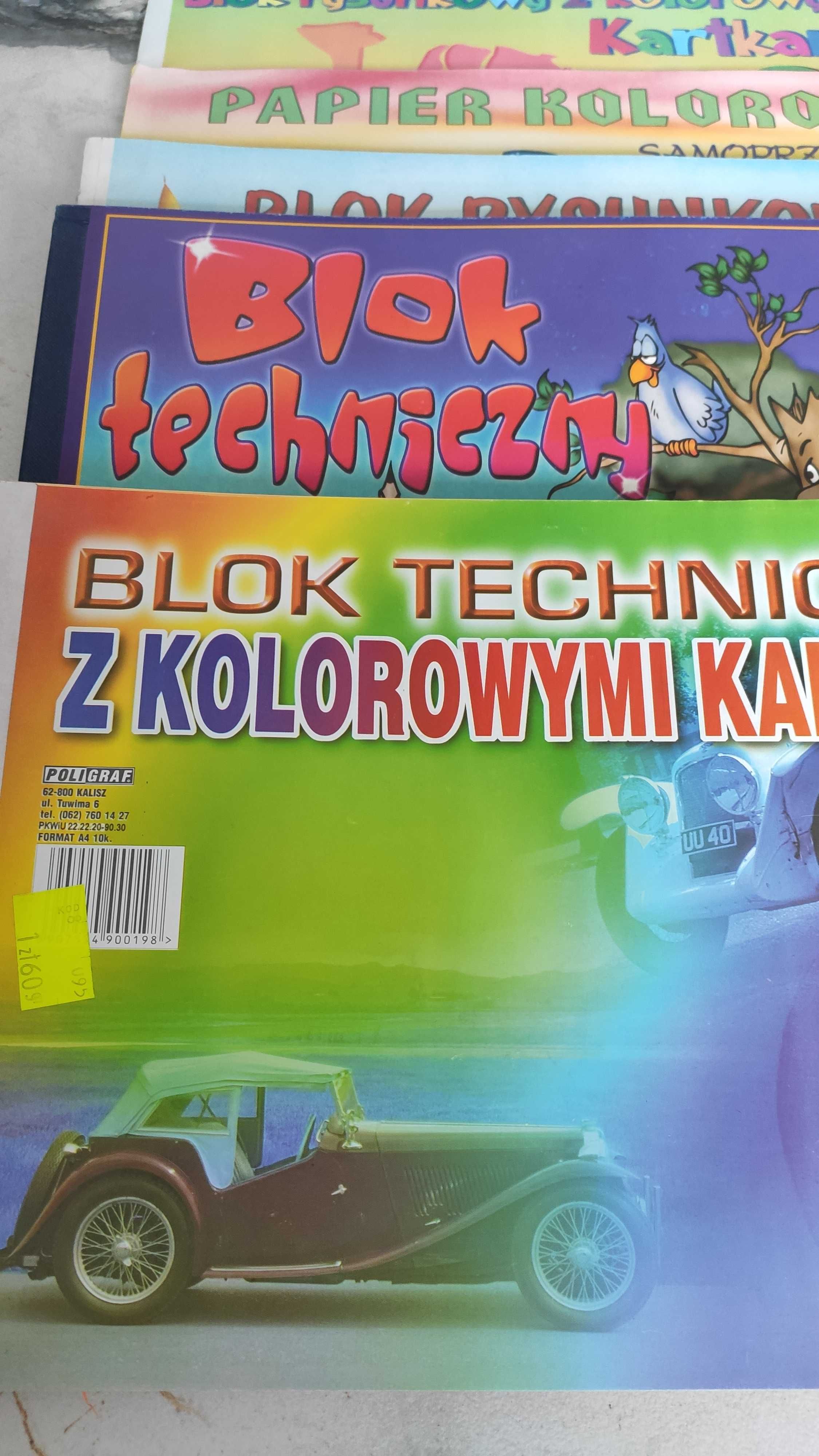 Bloki A4 techniczne, rysunkowe, białe i kolorowe i inne