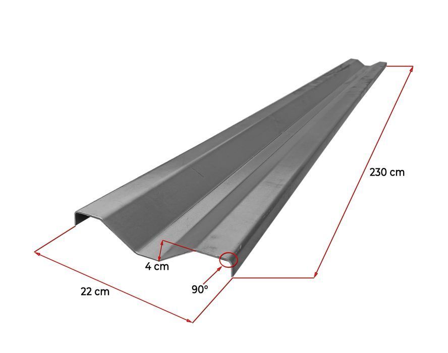 Blacha na burty nadstawki 2mm duży trapez długość 230cm wysokość 22cm