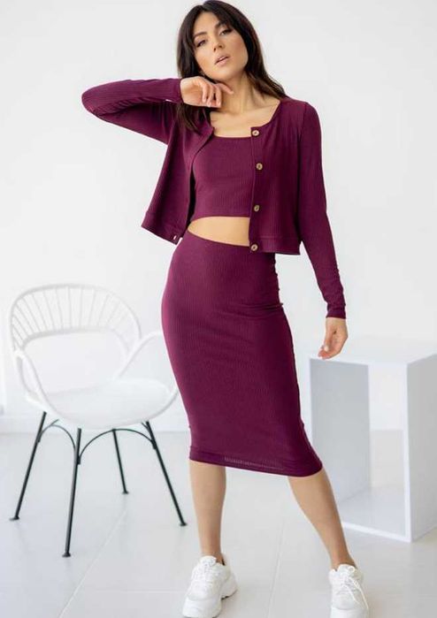 Костюм трійка спідниця топ кофта