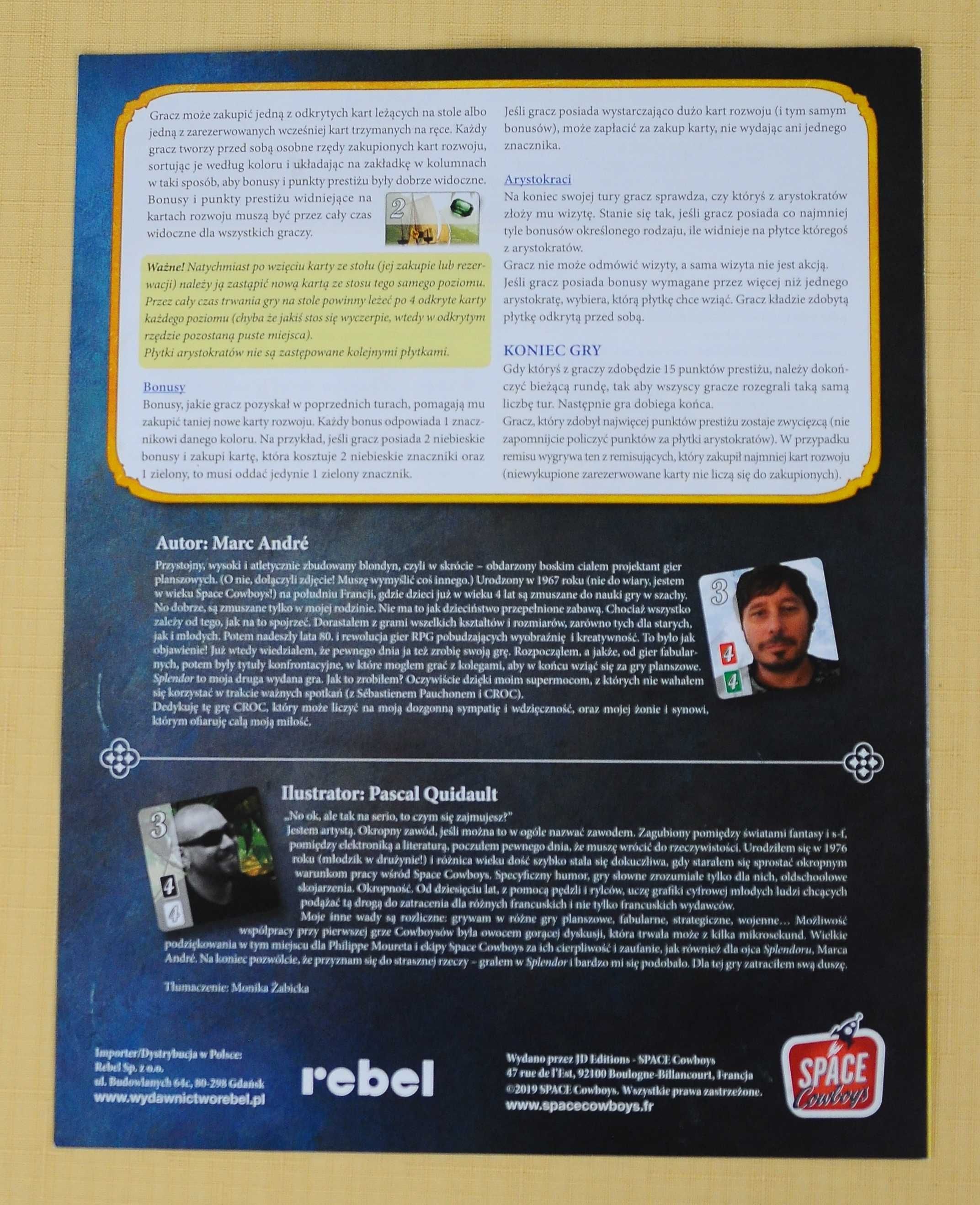 SPLENDOR Rebel: Oryginalna instrukcja do gry PL