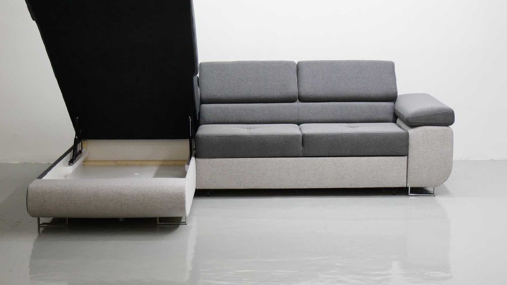 TNS Narożnik funkcja spania pojemnik regulowane zagłówki Ciemny popiel