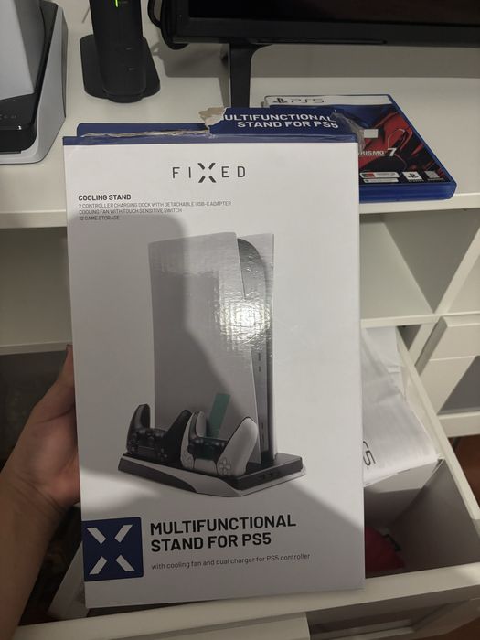 Ps5 + 2 comandos + base arrefecimento + jogos