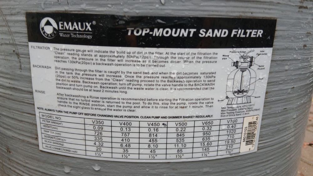 Песочный фильтр Emauxs v450 и прочее для пруда басейна!