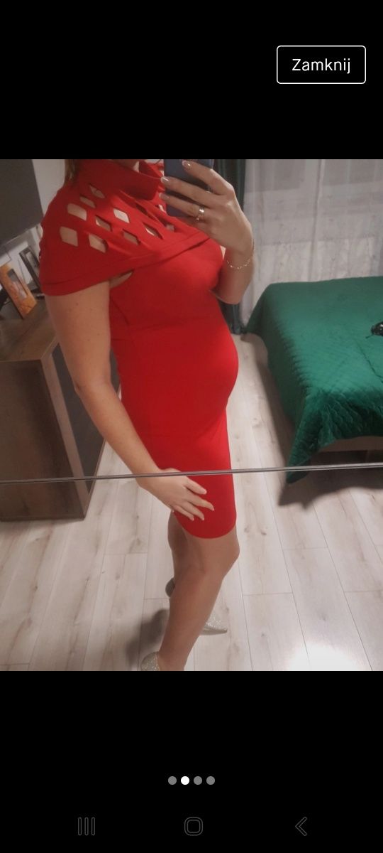Czerwona sukienka S M elegancka