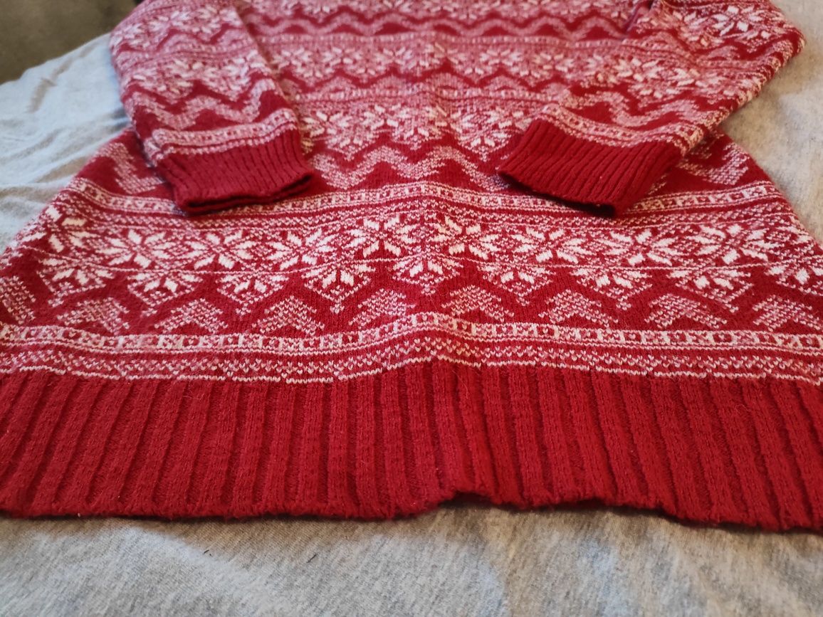 Sweter świąteczny norweski czerwony sesja S