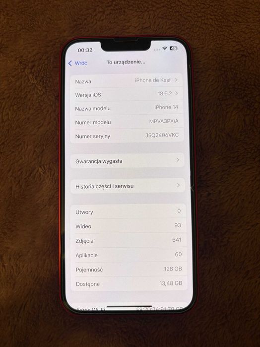 iPhone 14 128gb czerwony Red Jak Nowy
