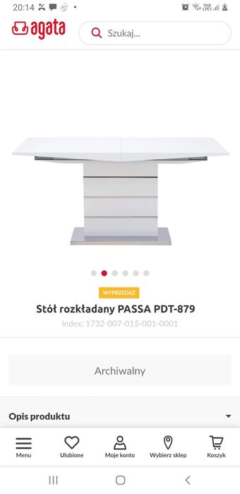 Stol bialy połysk rozkładany.