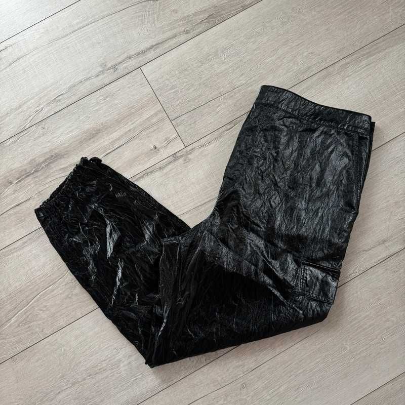 winylowe spodnie duży rozmiar 48 oversize rurki curvy gnieciuchy