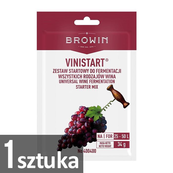 Vinistart zestaw startowy do fermentacji wina - 34g - 25-50 l