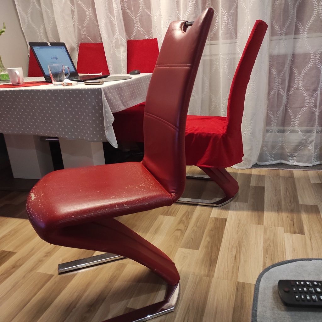 Krzesła na aluminiowej podstawie - 6 sztuk