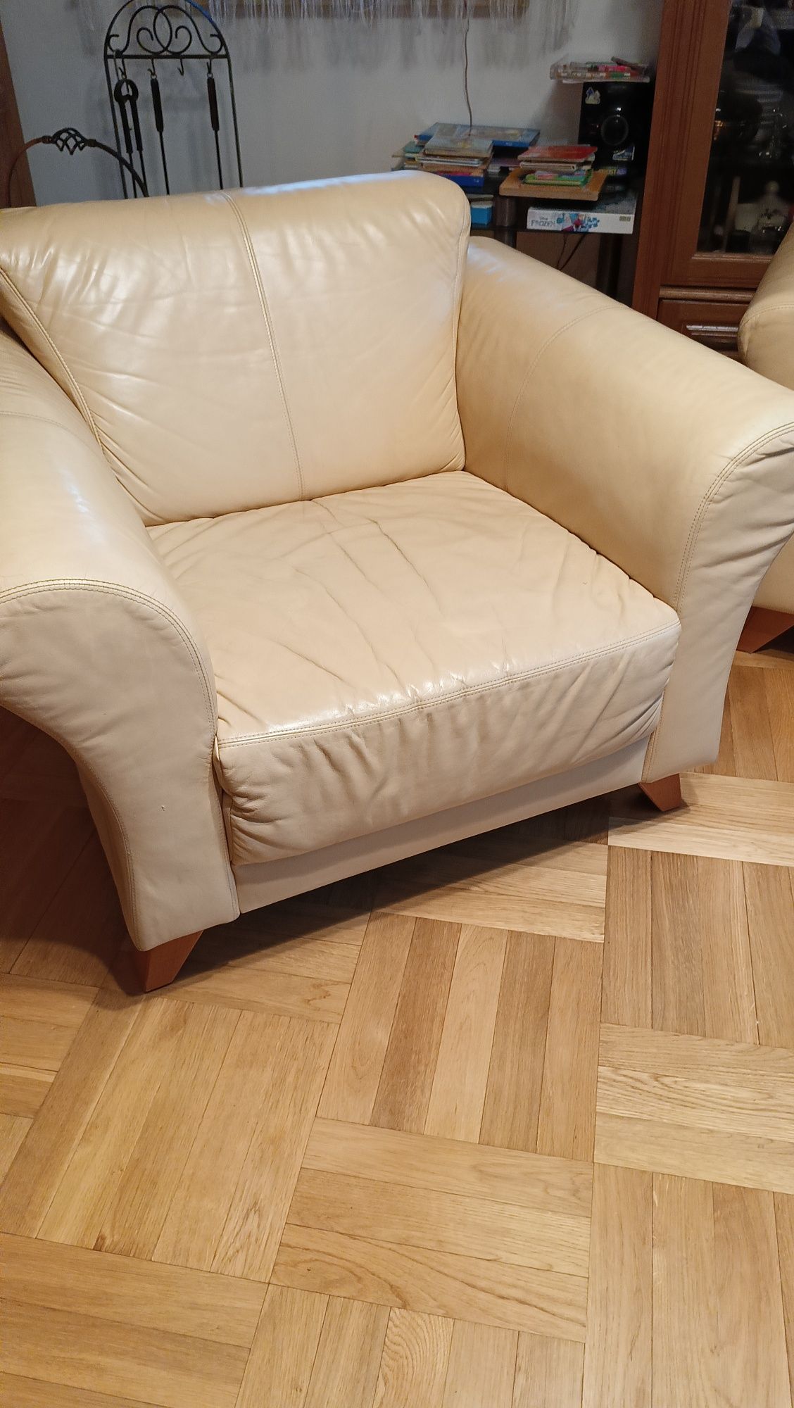 Zestaw wypoczynkowy skórzany sofa fotel kanapa