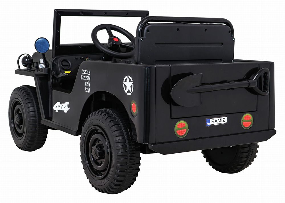 Wojskowe auto na akumulator JH103 Willys 4x4 Czarny