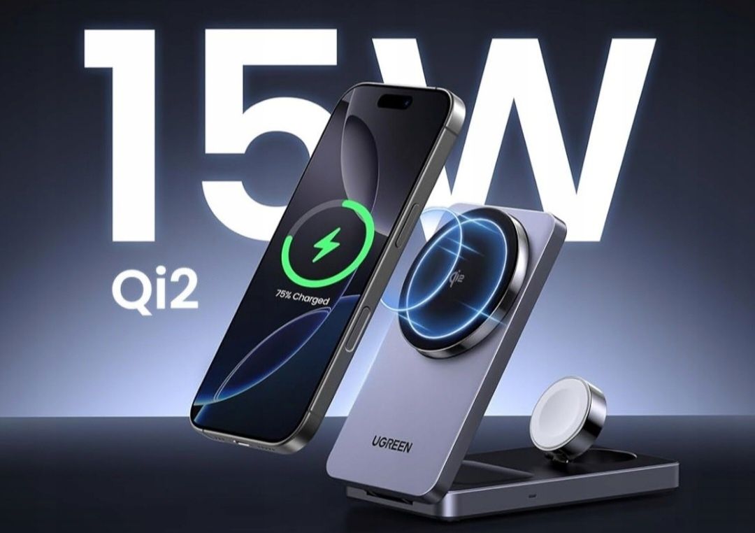 UGREEN MagFlow Qi2 Ładowarka 15W iPhone MagSafe Składana Bezprzewodowa