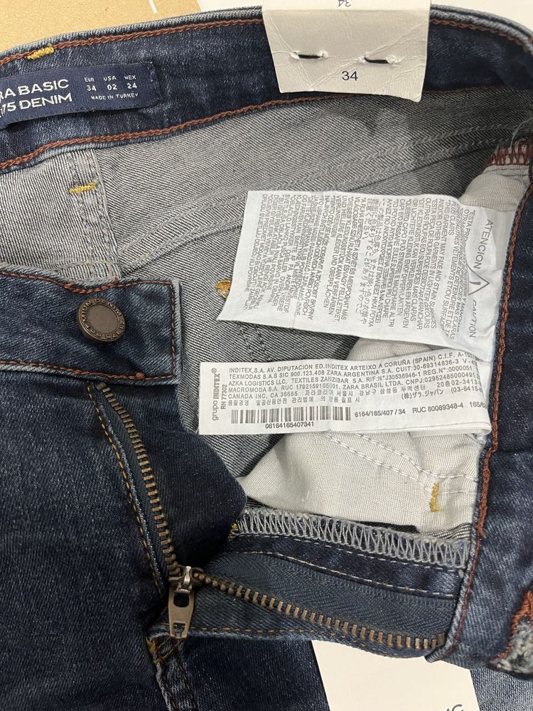 ZARA nowe dopasowane spodnie jeansy rurki kwiaty hafty 34