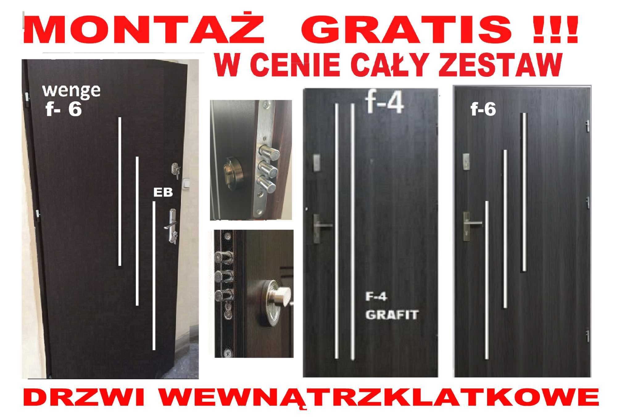Drzwi z montażem GRATIS ,zewnętrzne -wejściowe , wewnątrzklatkowe
