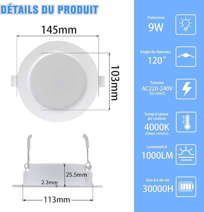 Oprawa led wpuszczana 9V