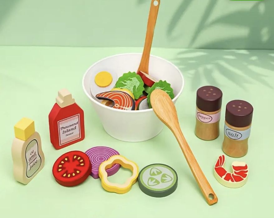 Дитячий дерев’яний набір “My Favourite Salad”/іграшкова кухня/посуд