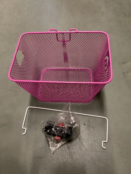 Kosz rowerowy dzieciecy na click różowy koszyk rower 16 20 24”