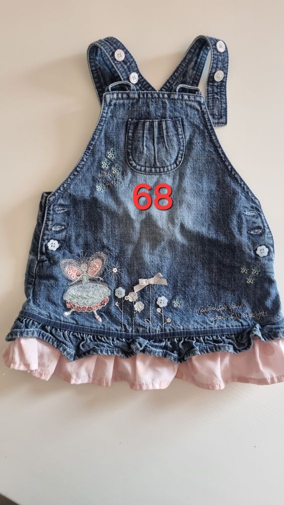 Sukienka jeansowa jeans zapinana na guziczki dla niemowlaka 62 68 74