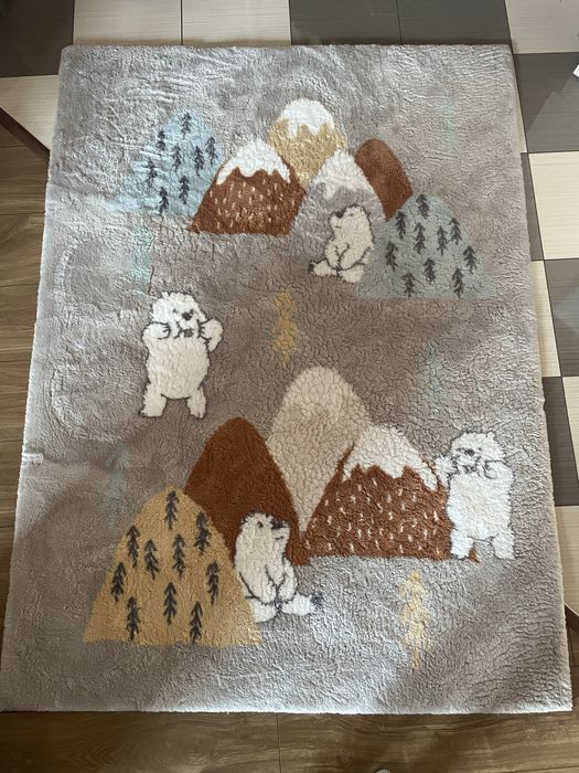 Dywan pluszowy misie szary beżowy góry 120 x 160