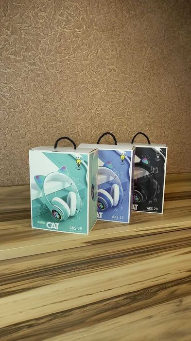 Бездротові bluetooth навушники з котячими вушками