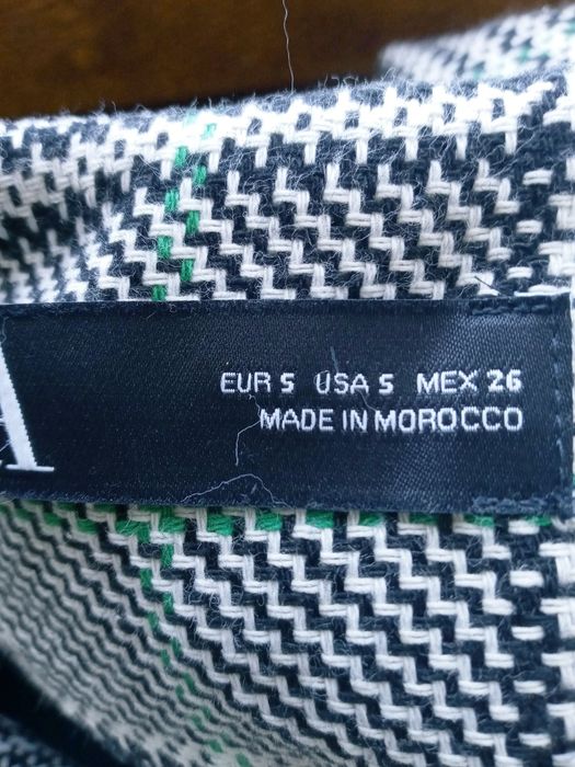 Plaszcz krata Zara damski guziki szary S