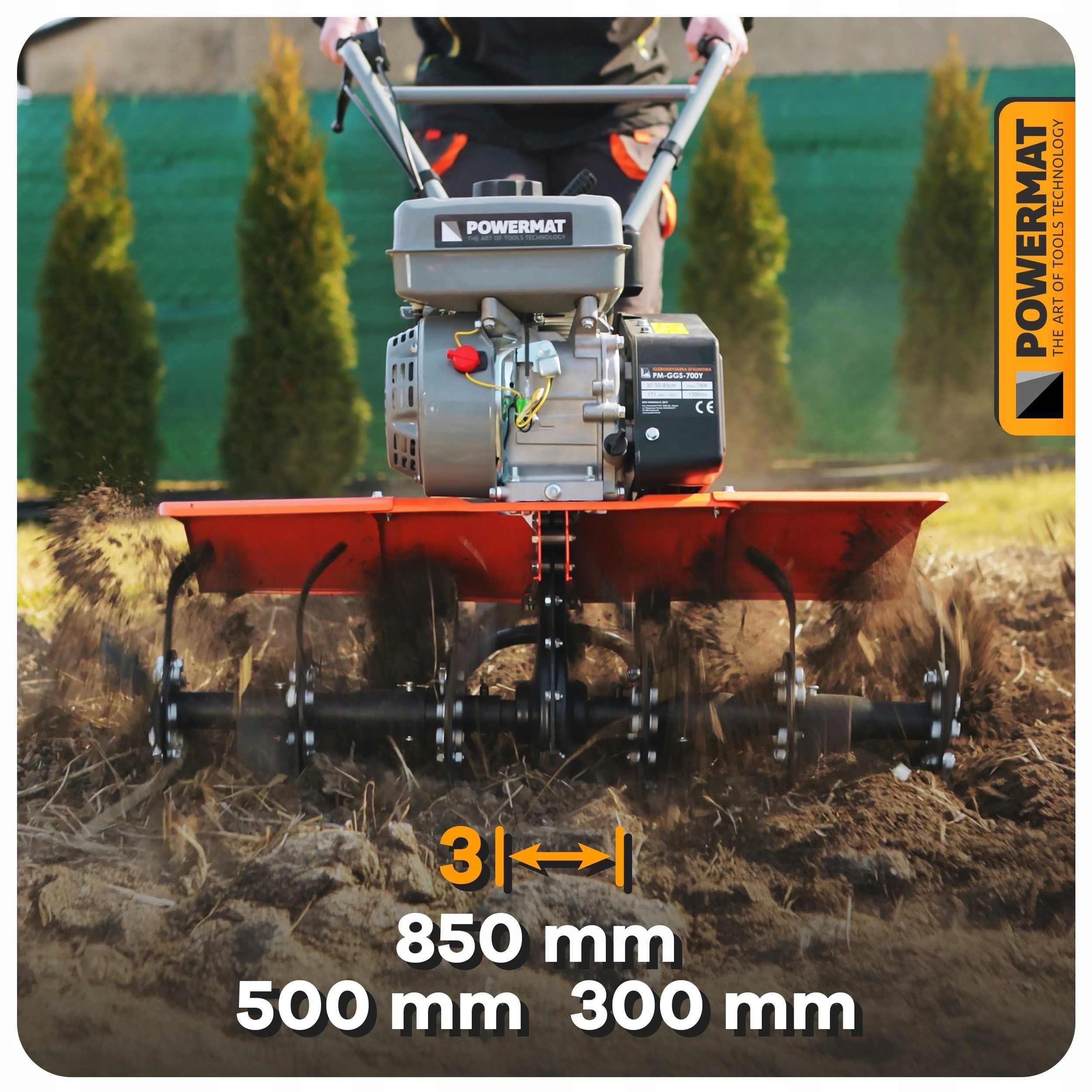 Glebogryzarka spalinowa kultywator do gleby Powermat 7km 85cm moduły