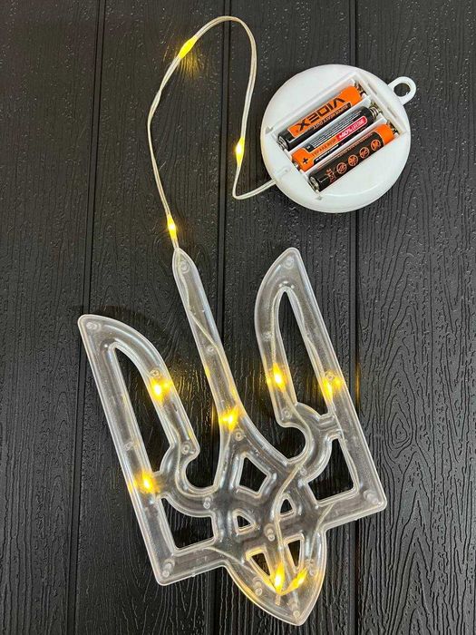 Гірлянда фігурка Український Тризуб 10led з присоскою на вікно батарея