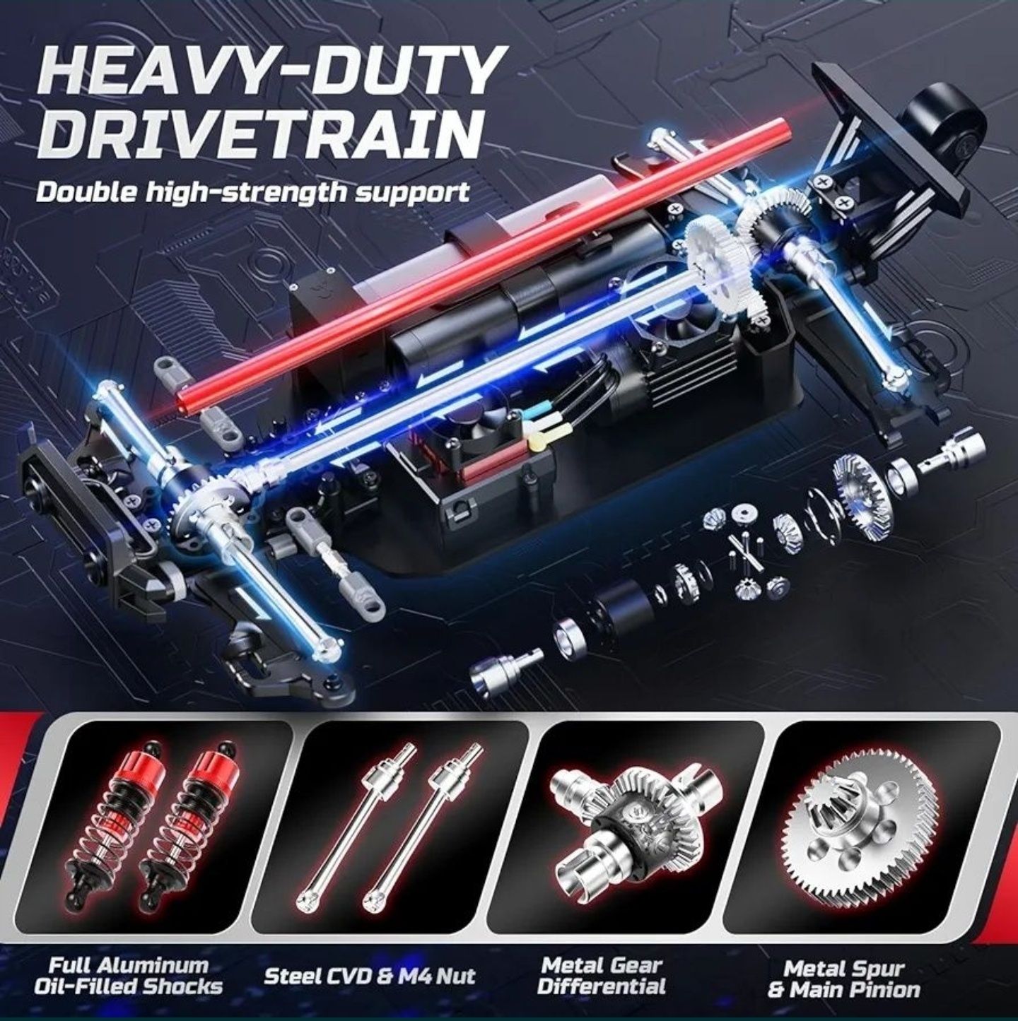 Samochód zdalnie sterowany DEERC RC Truck 1:14