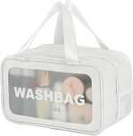 Kosmetyczka Washbag Dwukomorowa Duża Biała