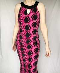 Вінтажна рожево-чорна максі-сукня UK 10