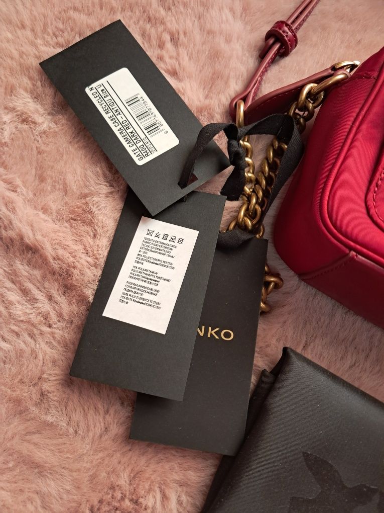Pinko torebka z NFC Gate Camera Case czerwona listonoszka złoty łańcus