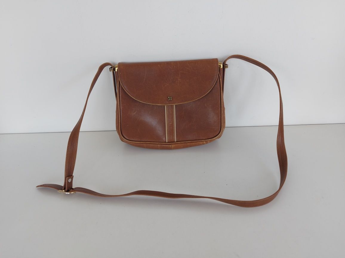 Torebka vintage skórzana Assima brązowa
