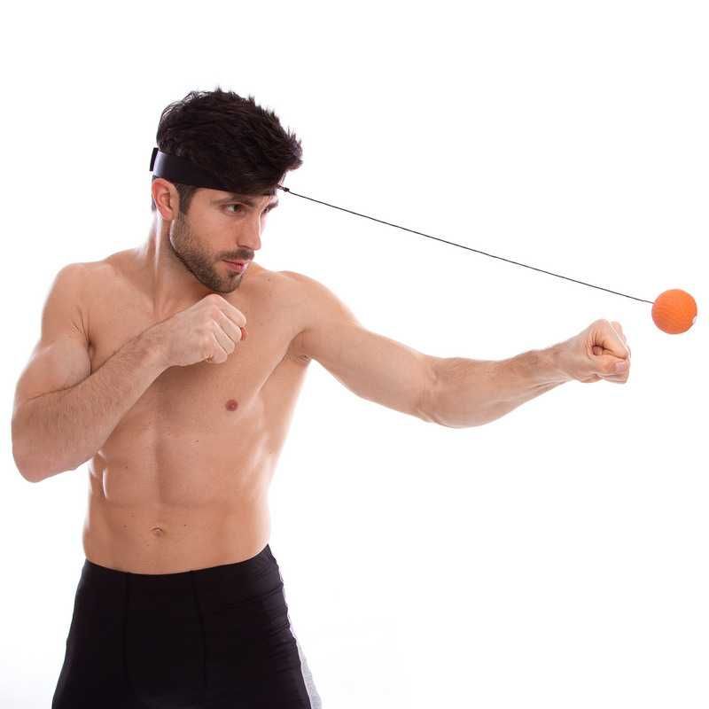 Тренажер fight ball для бокса (на голову) мяч тяжёлый, черно-оранжевый
